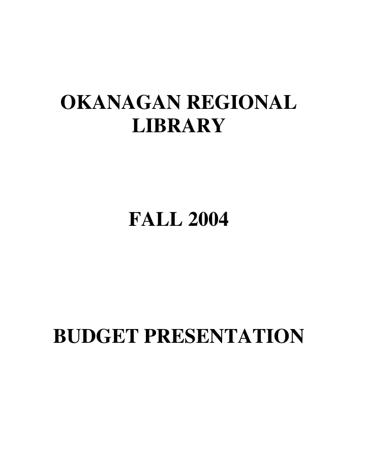 okanagan regional library fall 2004 budget presentation