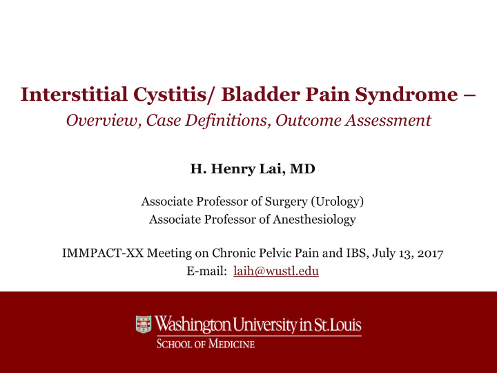 interstitial cystitis bladder pain syndrome