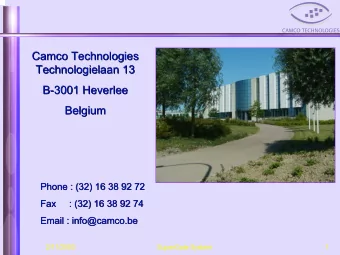 Camco Technologies  Camco Technologies  Technologielaan 13  Technologielaan 13  B-  -3001 Heverlee