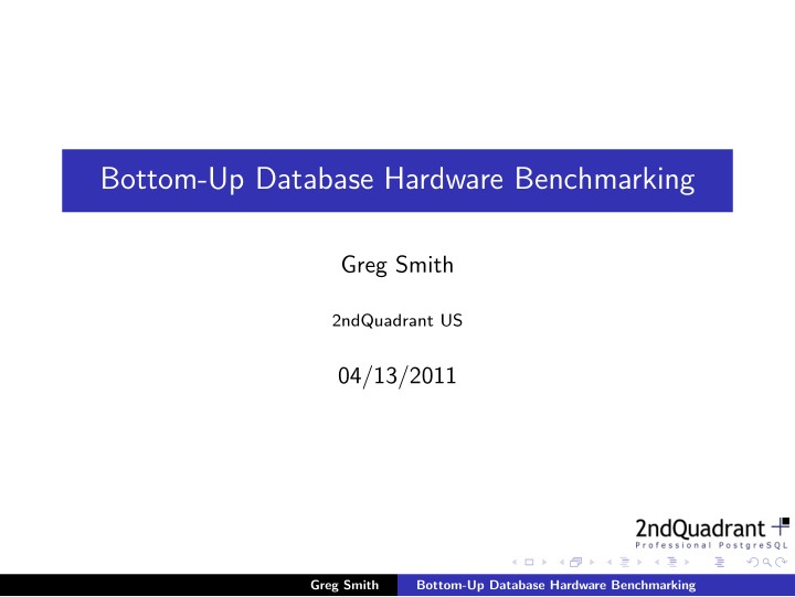 bottom up database hardware benchmarking