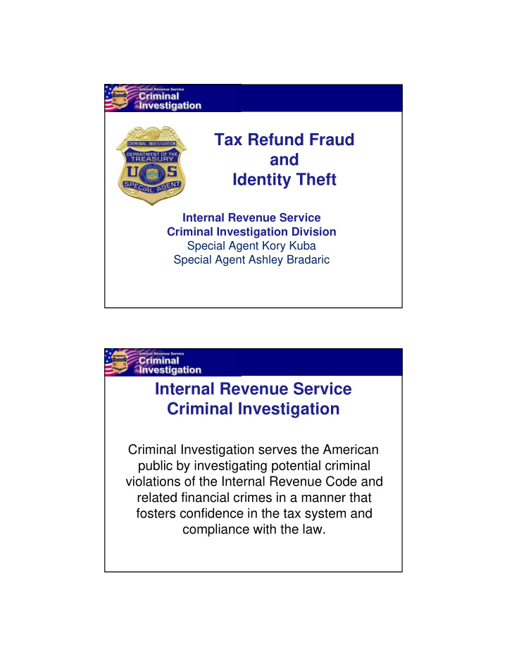 tax refund fraud and identity theft