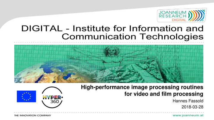 high performance image processing routines for video and