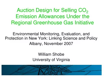 Emission Allowances Under the  Regional Greenhouse Gas Initiative  Environmental Monitoring,