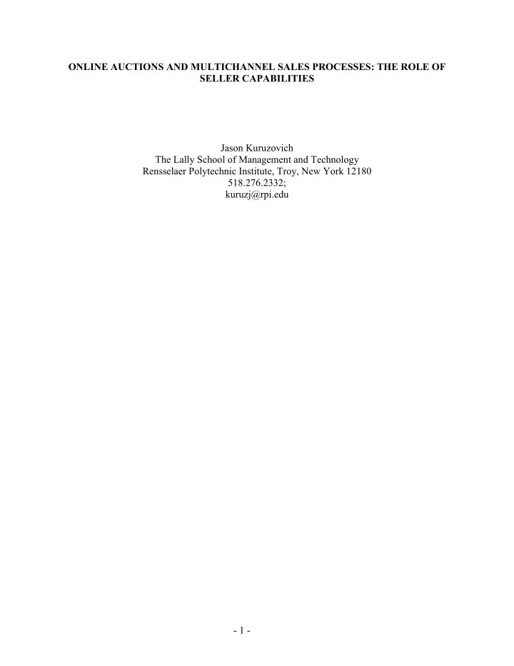 online auctions and multichannel sales processes the role