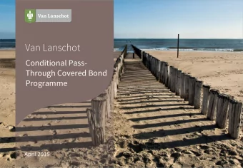 Van Lanschot  Conditional Pass-  Through Covered Bond  Programme  April 2015  Disclaimer This