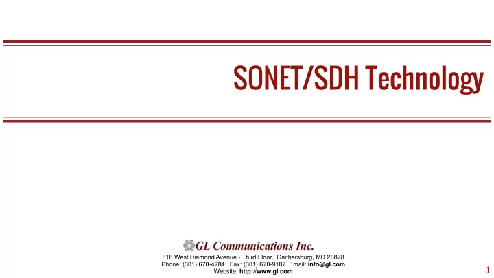 sonet sdh technology