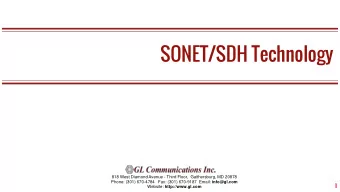 SONET/SDH Technology  818 West Diamond Avenue - Third Floor,  Gaithersburg, MD 20878 Phone: (301)
