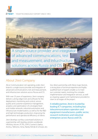 A single source provider and integrator  of advanced communications, test  and measurement, and