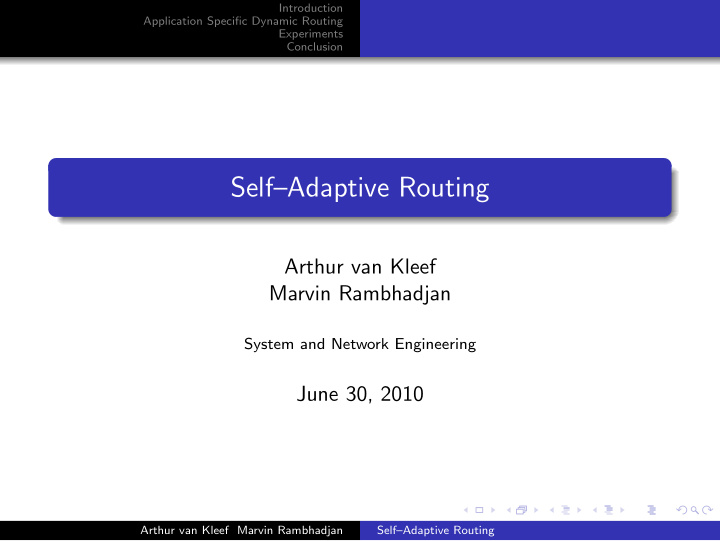 self adaptive routing