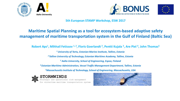 maritime spatial planning as a tool for ecosystem based