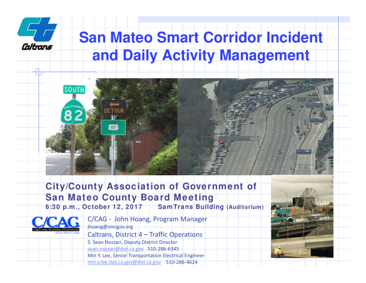 san mateo smart corridor incident and daily activity