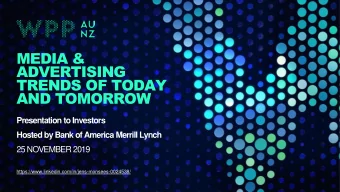 TRENDS OF TODAY  AND TOMORROW  Presentation to Investors  Hosted by Bank of America Merrill Lynch