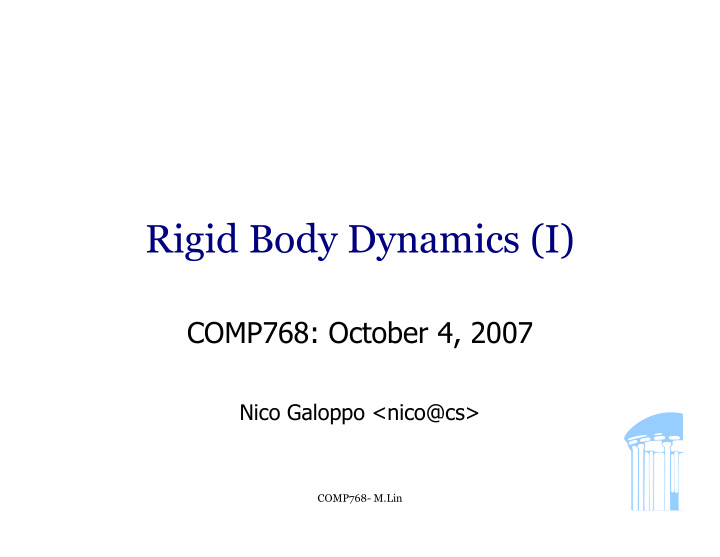 rigid body dynamics i