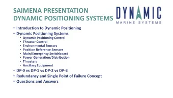 SAIMENA PRESENTATION  DYNAMIC POSITIONING SYSTEMS  Introduction to Dynamic Positioning