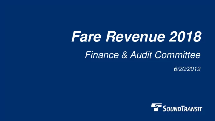 fare revenue 2018