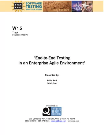 W15  Track  5/6/2009 3:00:00 PM  &quot;End-to-End Testing  &quot;End-to-End Testing  in an
