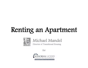 Rentin  ing a  g an Ap  Apartment  Mic  ichael M  l Mande  del  l  Dir  irector o  r of Tra
