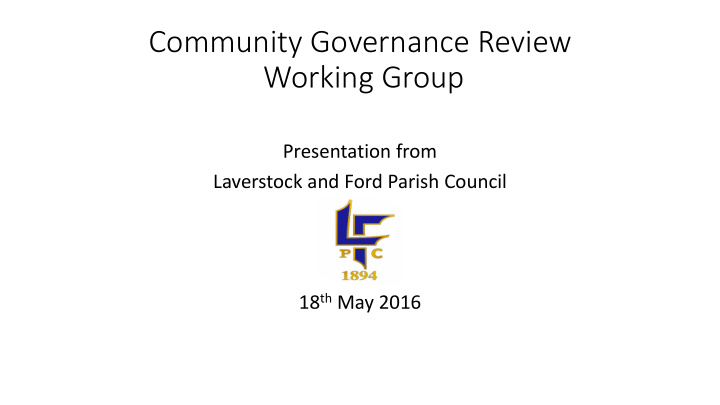 community governance review working group
