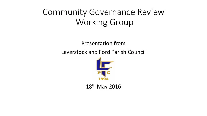 community governance review working group
