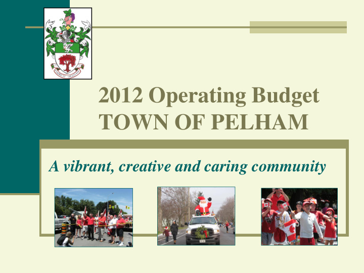 2012 operating budget town of pelham a vibrant creative