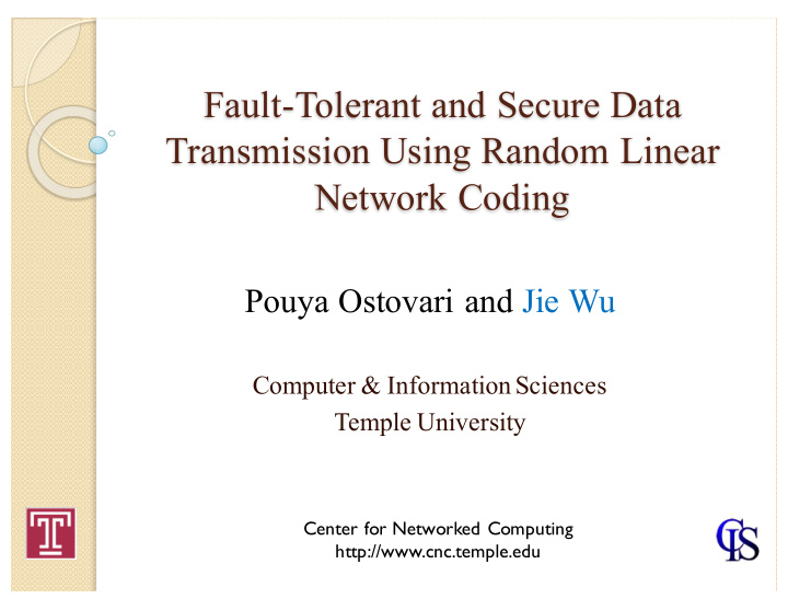 fault tolerant and secure data transmission using random