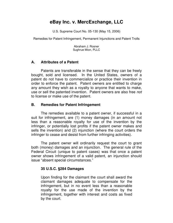 ebay inc v mercexchange llc