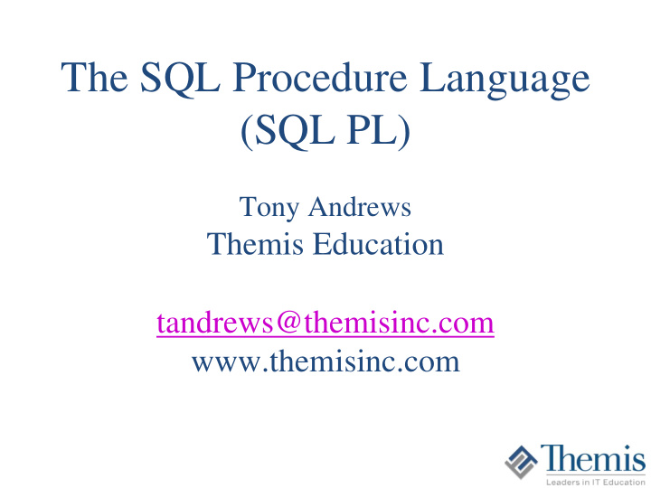 the sql procedure language