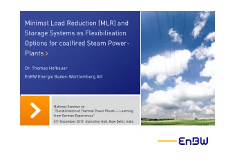Minimal Load Reduction (MLR) and  Storage Systems as Flexibilisation  Options for coalfired Steam