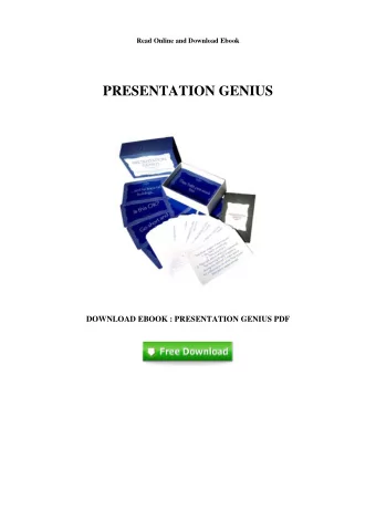 PRESENTATION GENIUS  DOWNLOAD EBOOK : PRESENTATION GENIUS PDF  Click link bellow and free register