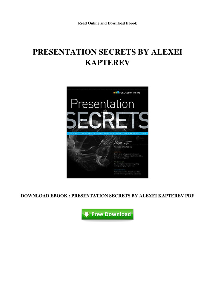 presentation secrets by alexei kapterev