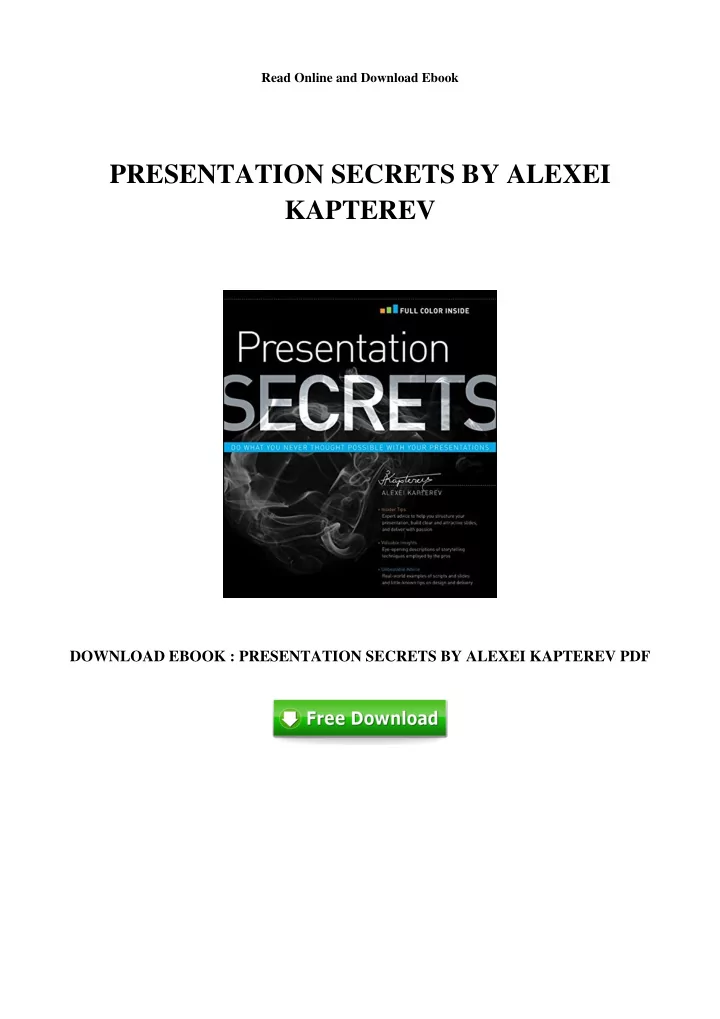 presentation secrets by alexei kapterev