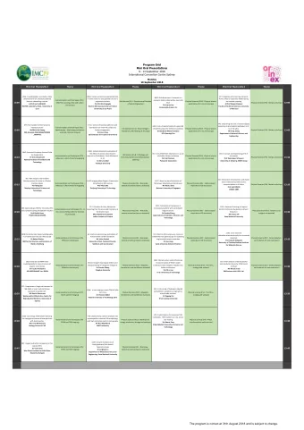 The program is correct at 31th August 2018 and is subject to change.  Monday  10 September 2018