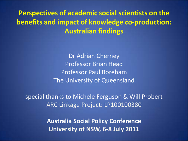 perspectives of academic social scientists on the