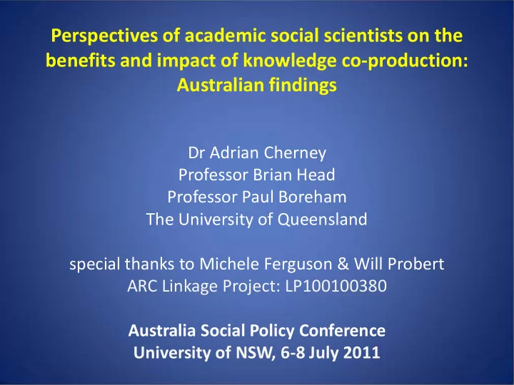 perspectives of academic social scientists on the