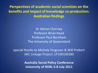 Perspectives of academic social scientists on the  benefits and impact of knowledge co-production: