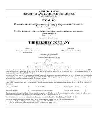 THE HERSHEY COMPANY  (Exact name of registrant as specified in its charter)  Delaware  23-0691590