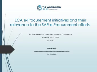 relevance to the SAR e-Procurement efforts.  South Asia Region Public Procurement Conference