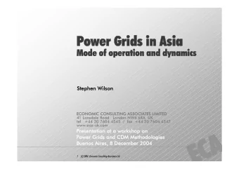 Power Grids in Asia  Power Grids in Asia  Mode of operation and dynamics  Mode of operation and