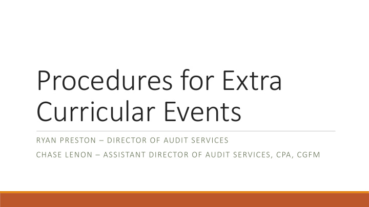 procedures for extra curricular events