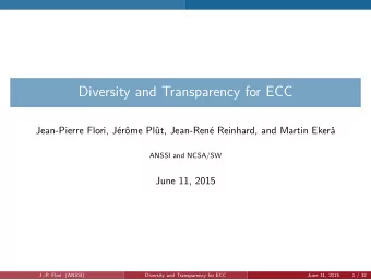 Diversity and Transparency for ECC Jean-Pierre Flori, Jrme Plt, Jean-Ren Reinhard, and