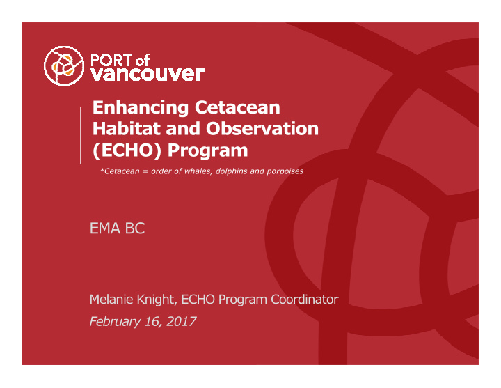 enhancing cetacean habitat and observation echo program