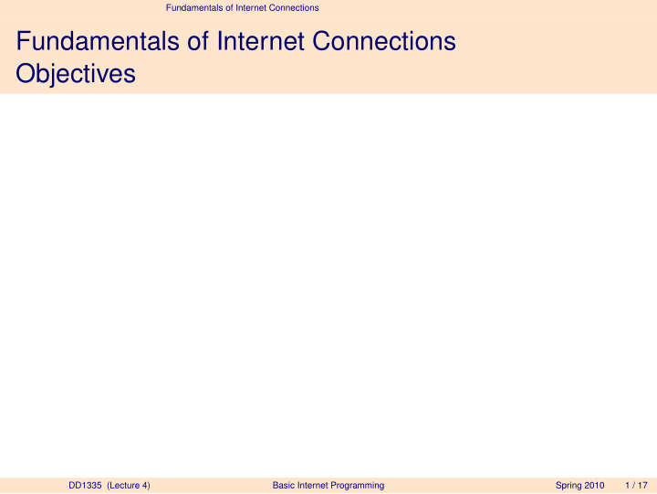 fundamentals of internet connections objectives