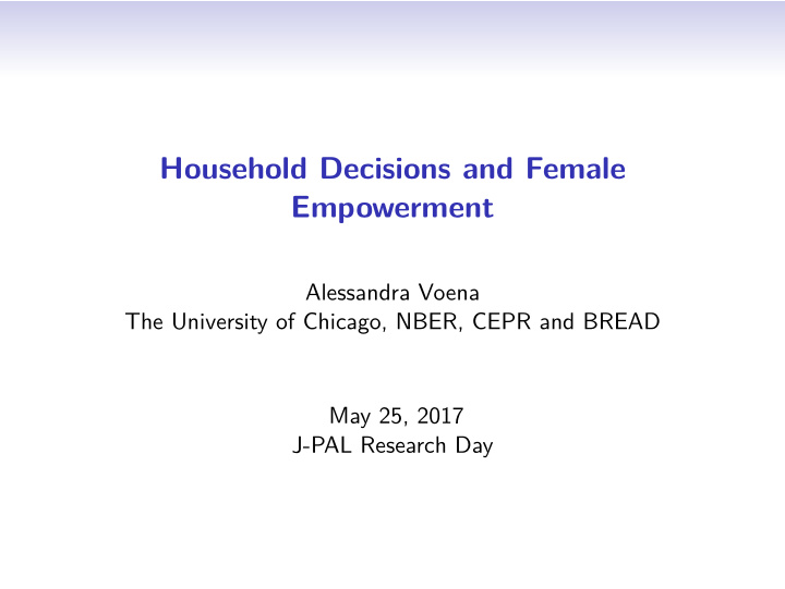 household decisions and female empowerment