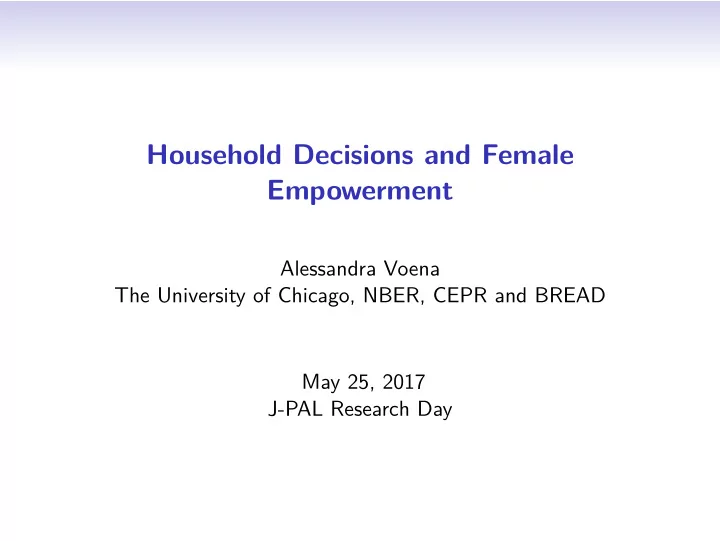 household decisions and female empowerment