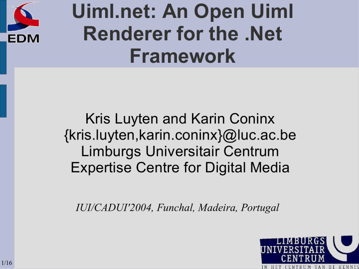 uiml net an open uiml renderer for the net framework