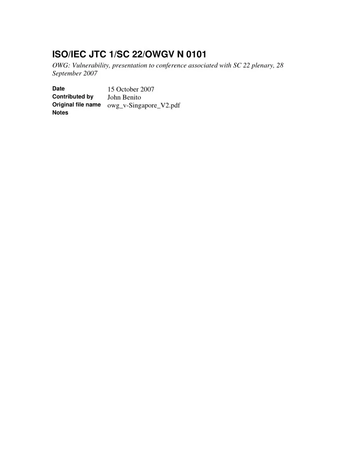 iso iec jtc 1 sc 22 owgv n 0101
