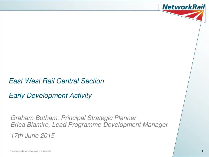east west rail central section early development activity