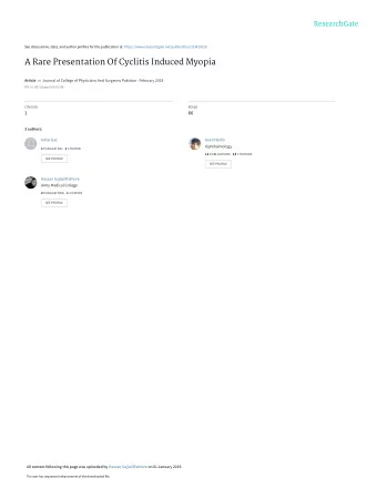 A Rare Presentation Of Cyclitis Induced Myopia Article in Journal of College of Physicians And