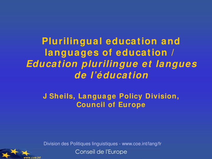 plurilingual education and languages of education