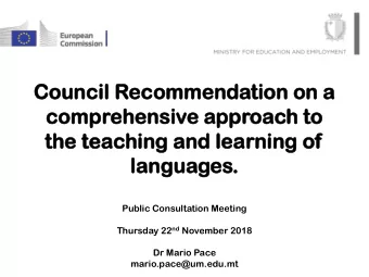 Co  Coun  uncil  cil Recommenda  ommendation  tion on  on a  com  ompr  prehensiv  ehensive  e app